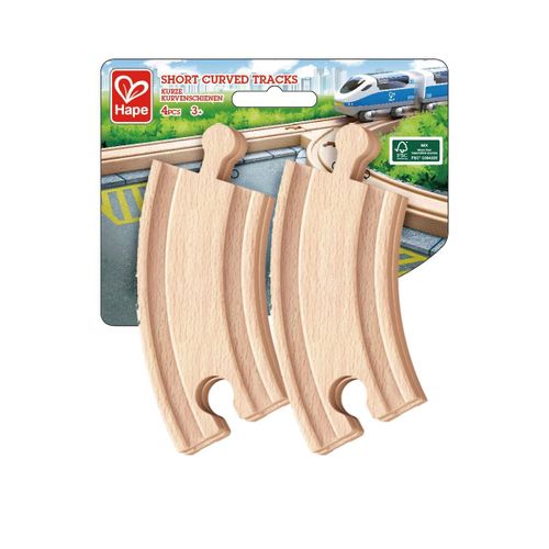 Jouet Hape 4 Pi Ces Pack D Extension De Rails Circuit Train Bois - Lot Virages Courts En Bois De Hêtre - Jeu Educatif Pour Enfant De 3 Ans Et Plus - Compatible Marques Traditionnelles Circuit Train