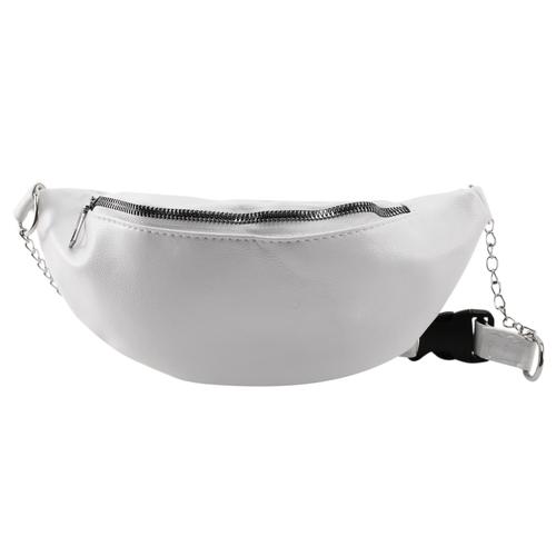 Les Femmes Fanny Paquet Cuir de Mode Fanny Paquet Zipper Sac Banane Sac de Poitrine les Femmes Sac Haute Capacité à BandoulièRe Blanc