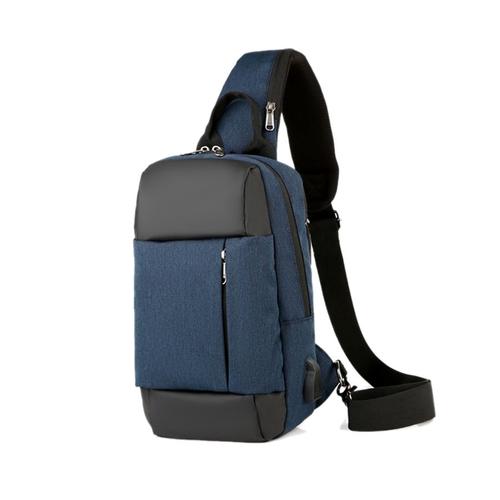 Créatifs Port Du Chargeur Usb Antivol Pack Poitrine Les De Voyage Sac Bandoulière Bleu