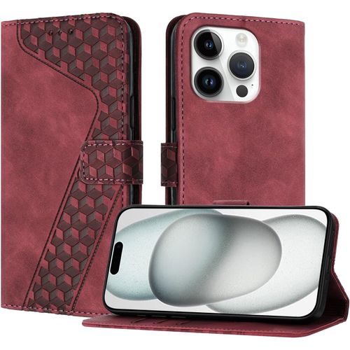 Coque Pour Iphone 16 Pro, ¿¿Tui Housse Protection En Cuir Pu [Pochette De Portefeuille] [Magn¿¿Tique], Antichoc Etui ¿¿ Rabat Pour Iphone 16 Pro (Rouge)