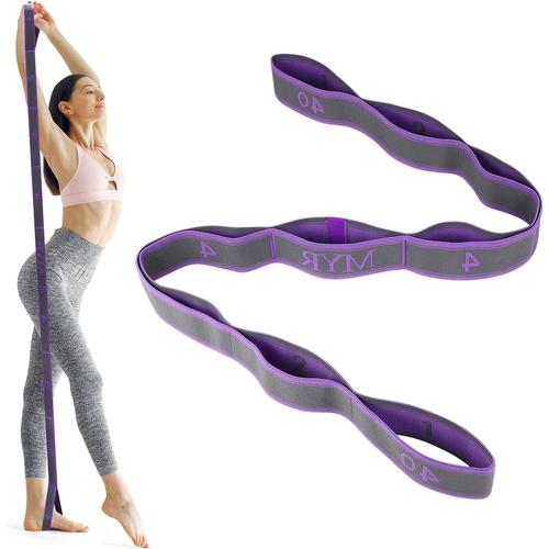 Bande Élastique De Yoga,Ceinture Extensible De Fitness,Bande D'exercice Réglable À Plusieurs Boucles,Pour Danse,Gymnastique(Violet)