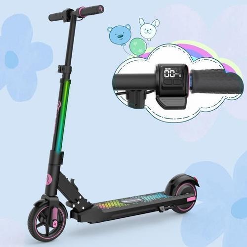 Evercross Ev06c Trottinette Électrique Noir&rose, 6,5'' Pliable Légère Pour Enfants 6-12 Ans, Vitesse Maximale 15 Km/H Et 8 Km, Affichage Led, Lumières Led Colorées