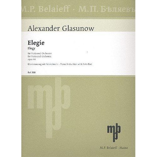 Alexander Glazunov: Elegy (Elegie), Op.44 (Viola & Piano) Glasunow Alto