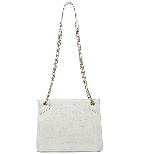 Rétro Motif Femmes Sac à Main de Mode de Luxe en Cuir Pu Sac à Bandoulière Chaîne Messenger Sac Fourre-Tout Sac Blanc