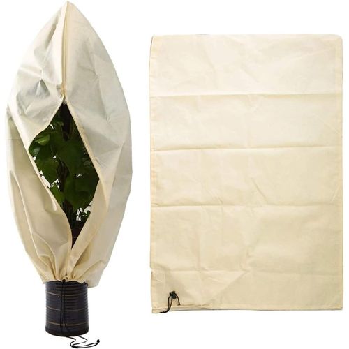 Housse de protection des plantes, rideau d'hiver 1,8 x 1,2 m, couverture d'hivernage des plantes avec cordon de serrage r¿¿glable et fermeture ¿¿clair en m¿¿tal, r¿¿utilisable, antigel et anti-insectes