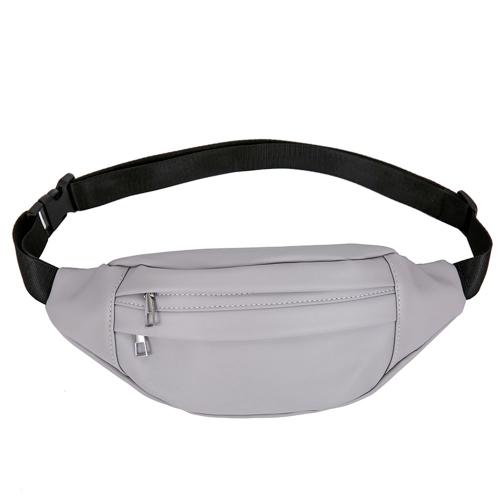 Mode Nouveau Sac De Taille En Pu Course À Pied Sport Porte-Monnaie Polyvalent Sac À Bandoulière Femmes Sac De Ceinture Gris