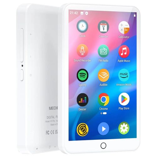 MECHEN-Lecteur MP3 Android 9.0 avec Bluetooth et WiFi, lecteur MP3 MP4 avec Spotify,Audible,Pandora, jusqu'à 512 Go (blanc)-Blanc
