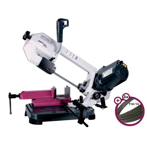 Scie à ruban portable à métaux 0-60° capacité de coupe ronde 125 mm 1 kW 230V avec 3 lames de scie supplémentaires Optisaw SP13V PACK