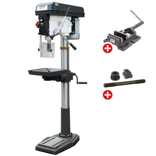 Perceuse à colonne jusque ø 30 mm CM4 1,1 kW 230V 9 vitesses + étau de perçage + jeu de boulons Optidrill DQ32 230V PACK