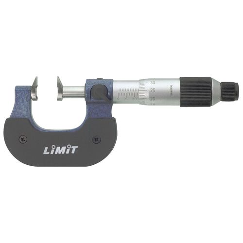 Micromètre extérieur avec surfaces de mesure plates arrondies pour mesurer la distance entre dents d'engrenage 0-25 mm Limit MICROUND25