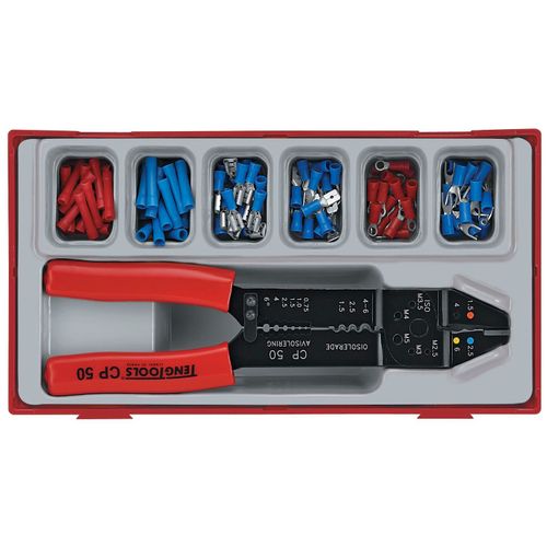 Pince à sertir + cosses TT1 tray 121 pièces Teng Tools TTCP121