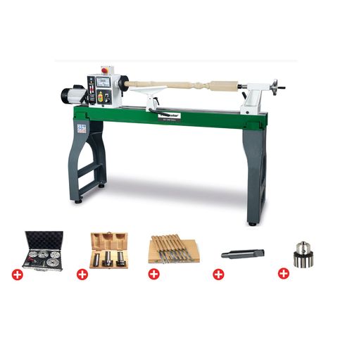 Pack tour à bois 460x1185mm + mandrin 146 mm + jeu 8 burins + jeu 3 griffes + mandrin à couronne + abre Holzstar DB1202 VARIO PACK