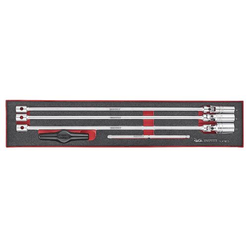 Douilles bougies poignée T Foamx4 tray 3/8 14- 21mm 5 pièces Teng Tools TEXTB05