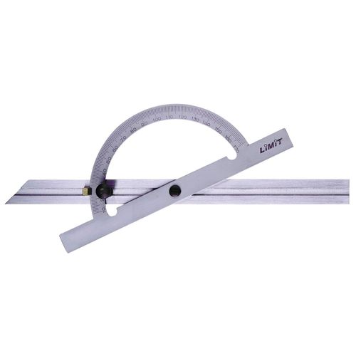 Rapporteur d'angle en acier chromé mat avec bras réglable 10 - 170° 300 mm Limit GBO300