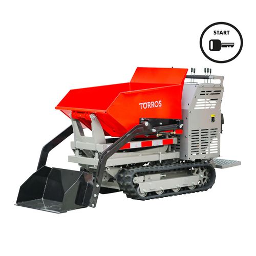 Minidumper hydrostatique à chenilles élévateur ciseaux avec pelle benne basculante 500KG 9CH à démarrage électrique Torros HRS500HSE