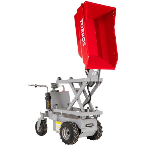Mini dumper électrique avec élévateur à ciseaux 500 kg 186 L benne basculante hydraulique avec batterie 48 V / 20 Ah Torros MED503HS