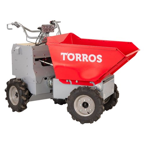 Mini dumper électrique 4x4 roues motrices direction articulée 350 kg 158 L benne basculante hydraulique avec batteries 48 V / 20 Ah Torros MED303HK