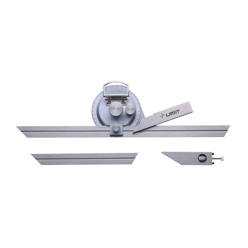 Rapporteur d'angle universel en acier inoxydable avec circonférence graduée 0-90° et loupe Limit GBP300