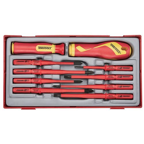 Set tournevis isolés TT1 tray Plat- PH- PZ 10 pièces Teng Tools TTV710N