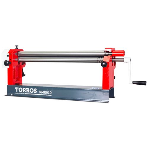 Rouleuse de tôles manuelle d'établi à 3 rouleaux largeur du travail 610 mm épaisseur jusque 0,8 mm en acier Torros RME610