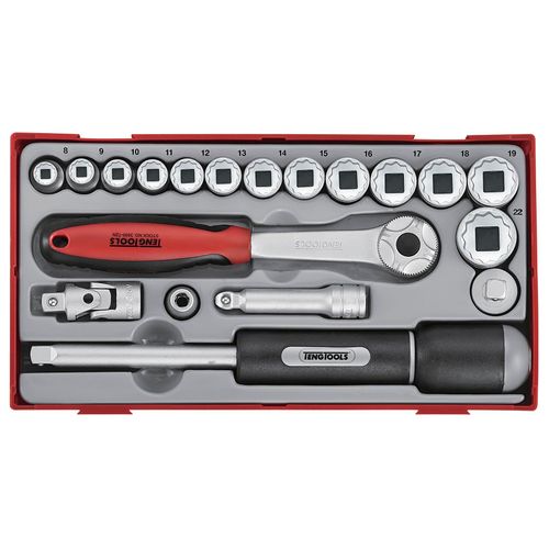 Set de douilles 3/8, 19 pcs Tray TC Teng Tools TT381912