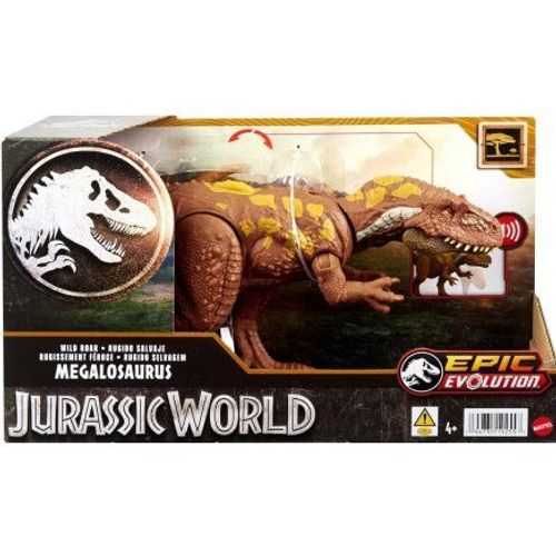 coffret Jurassic World - Dinosaure Megalosaurus 30 cm avec son, Epic Evolution - Rugissement Feroce - Set Figurine articulée et carte