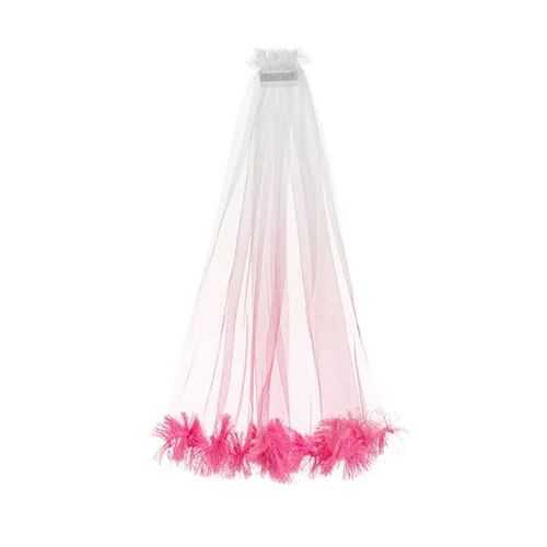 Voile À Franges Tulle Ombrée 69cm Rose