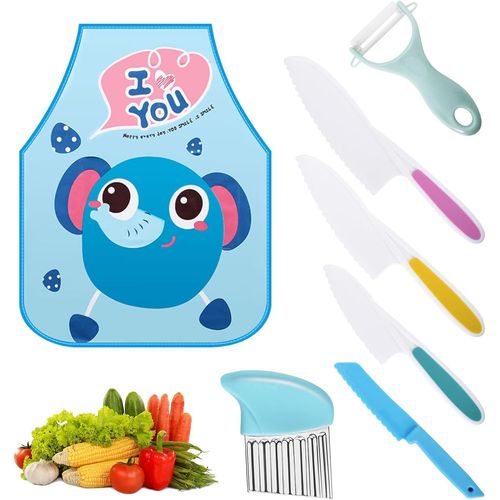 KYAOAYO-Ensemble De Couteaux Pour Enfants, Couteaux Et Ustensiles De Cuisine Pour Enfants Montessori, Couteau En Plastique, Éplucheur, 8 Pièces Accessoires De Cuisine Pour Enfant