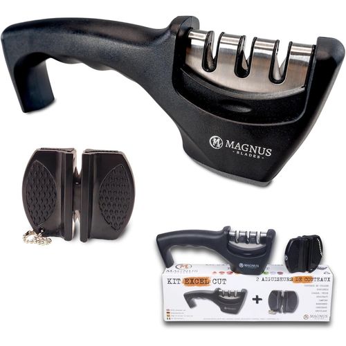Kyaoayo-Kit Excel Cut - Lot De 2 Aigu Urs De Couteaux - Rendu Professionnel - Affûtage Manuel Facile Et Immédiat. Couteaux De Cuisine Ou De Poche/Chasse/Camping Cadeau Fête Des Pères