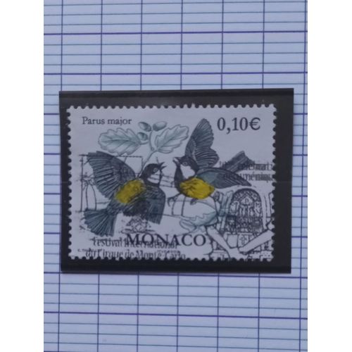 L226 -- Timbre Oblitéré Monaco N ° 2324 -- Année 2002 -- " Série Courante, Papillons Et Oiseaux, Mésange Charbonnière ".