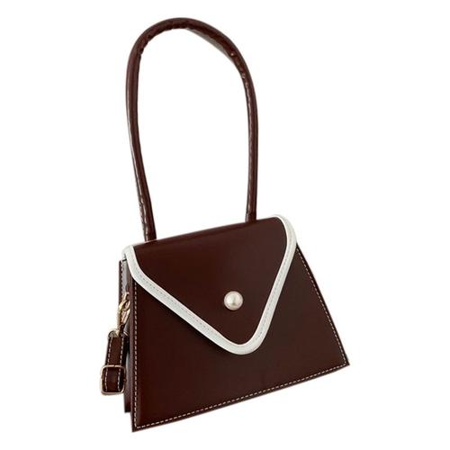 ChaîNe Sac à BandoulièRe pour Femmes Mode Nouveau Cuir PU RéTro Luxe Portable Sac de Messager Mini Sac Carré Brun Foncé