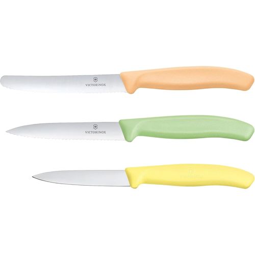 Kyaoayo-Swiss Classic Set De Couteaux Doffice, Couteaux À Tomates Et De Table, 3 Pièces, Inoxydable, Passe Au Lave-Vaisselle, Coloré