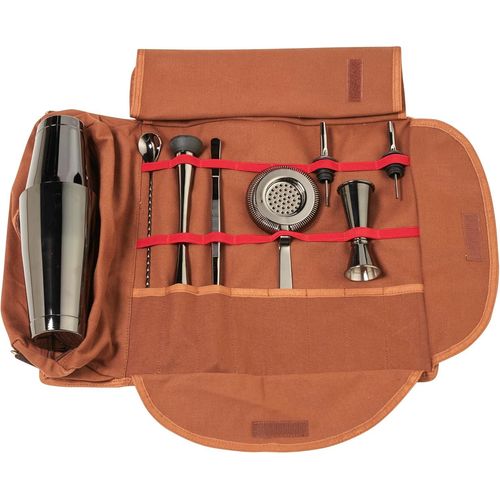 Kyaoayo-Mallette Barman Avec Accessoires De Bar Couleur Noir Gun Métal, Sacoche De Rangement Pour Matériel De Bar Set Kit Cocktail Portable Voyage Mixologie (4 Couleurs Disponibles)