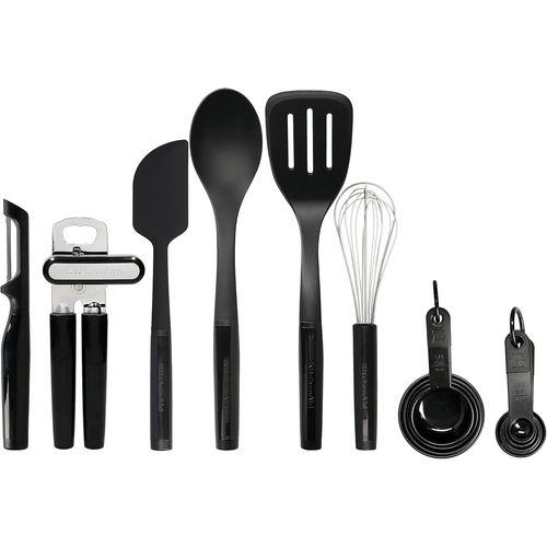 Kyaoayo-Kit De 15 Ustensiles De Cuisine Variés, Résistants À La Chaleur Et Lavables Au Lave-Vaisselle - Noir