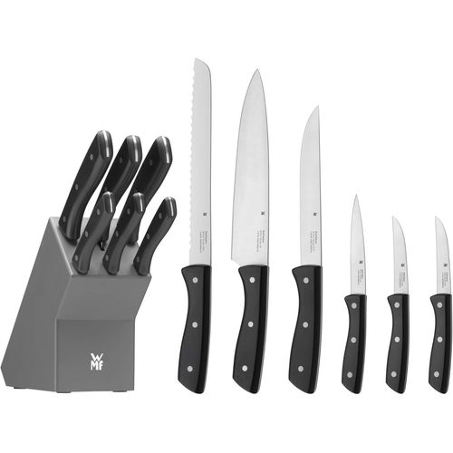 Kyaoayo-Bloc À Couteaux Avec Set De Couteaux 7 Pièces, Set De Couteaux De Cuisine Avec Porte-Couteaux, 6 Couteaux Tranchants, Bloc En Bois Laqué, Lame En Acier Spécial