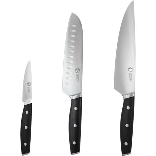 Kyaoayo-Couteaux De Cuisine Professionnelle, Avec Cuchillo Chef, Santoku Y Tomate En Inox Haute Teneur En Carbone, Poignées Triples Rivetées, Pleine Longueur Avec Mitre, 3 Pièces (20cm, 18cm, 9cm)
