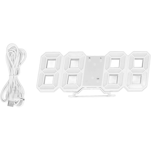 Horloge Murale LED 3D, Cadre Blanc Réveil Numérique Horloge Murale Moderne Minuterie avec Température pour Décoration de Salon Maison(Vert)