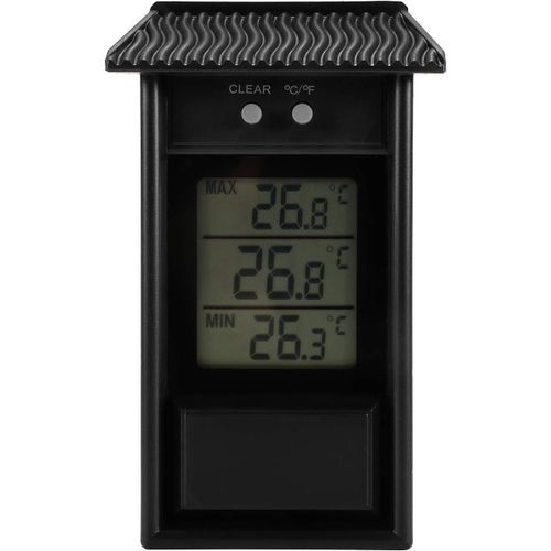 Thermomètre de Serre, Moniteur de Thermomètre Numérique à Effet de Serre Numérique Min Étanche Résolution de 0,1 ° C, Plage de Température de -20 à 50 ° C, Alimenté par Batterie Murale (Noir)