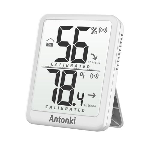 Thermomètre Hygromètre Intérieur avec Interrupteur ¿/¿, Capteur D'humidité pour Chambre à Coucher, Chambre de Bébé, Reptile, Terrarium, Plantes - Batterie Incluse