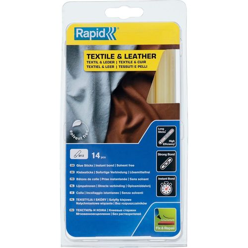 Bâtons de colle 12 mm Textile & Cuir, Ø12 x 190 mm, Couleur: Jaunâtre, 14 pcs, 250g, conditionné en blister