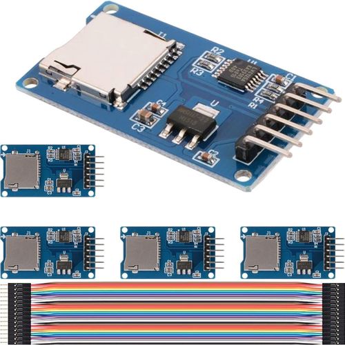 5PCS Module de carte Micro SD Lecteur d'adaptateur de carte TF avec module de pilote d'interface SPI de conversion de niveau de puce 3.3V 5V pour Arduino, avec câble Dupont