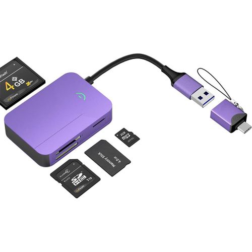 Lecteur de Carte SD, Adaptateur 4 en 1 USB-C et USB 3.0 vers SD Micro SD MS CF, Prend en Charge SD/SDHC/MMC/Micro SDXC/MS/MS Pro/CF, Compatible avec iPhone 15, MacBook Pro/Air 2023, iPad Pro, S23¿