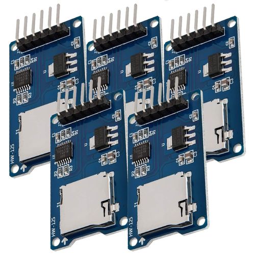 5 x SPI Reader Mémoire Lecteur Micro SD TF Memory Card Module Shield Compatible avec Arduino incluant Un E-Book!