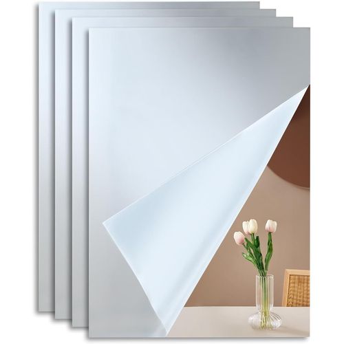 4 Pièces Miroirs Adhésifs Muraux en Acrylique - Décoration Murale Pratique, Anti-Humidité et Résistant aux Chocs, Format A4 pour Salle de Bain et Chambre