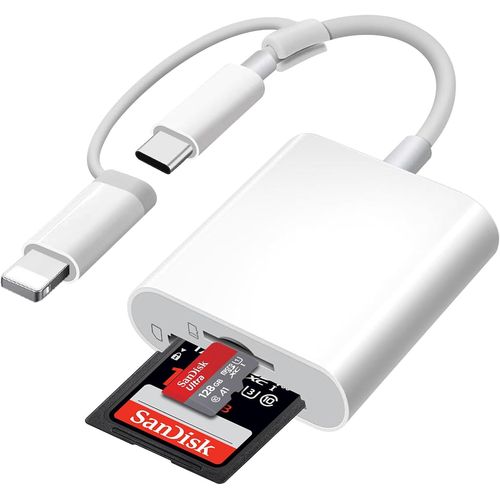 Lecteur de Carte SD pour iPhone, Lecteur de Carte SD USB C pour Micro SD/SD, Adaptateur Micro SD, Lecteurs Carte Mémoire Externes, Adaptateur de Carte SD pour iPhone, iPad, Galaxy