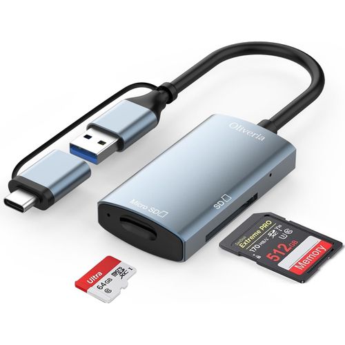 Lecteur de carte SD avec ports USB C 3.0 type C/micro SD vers TF/SD 3.0, pour iPhone 15, Samsung Galaxy S23/S23 Ultra, iPad