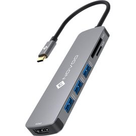 Adaptateur USB C vers HDMI 4K, 3 x USB 3.0, Lecteur de Carte SD & Micro SD, USB-C Dock Compatible avec Macbook Air Macbook Pro ChromeBook Pixel Matebook XPS Appareils Type-C