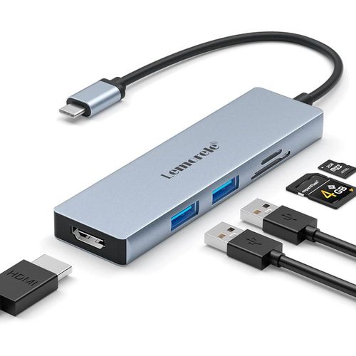 USB C, Station d'accueil USB C, Adaptateur USB C Multiport 5 en 1 avec 4K HDMI, 2 USB, Lecteur SD/TF pour Steam Deck/Switch, MacBook Pro/Air, ChromeBook, PC Tablette Type-C,etc