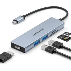USB C, Station d'accueil USB C, Adaptateur USB C Multiport 5 en 1 avec 4K HDMI, 2 USB, Lecteur SD/TF pour Steam Deck/Switch, MacBook Pro/Air, ChromeBook, PC Tablette Type-C,etc