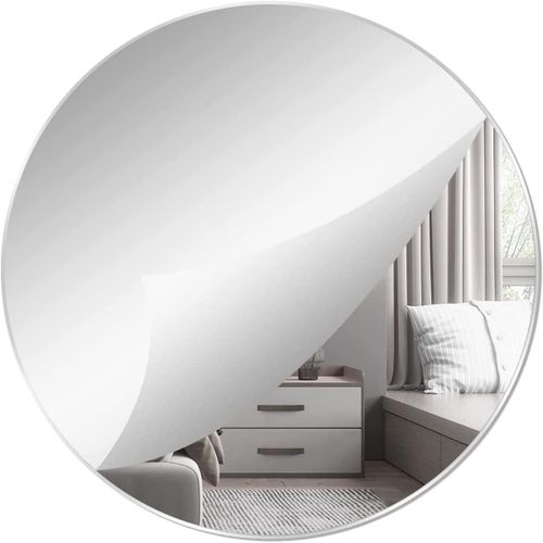 Grand miroir mural rond autocollant sans verre, disque sans cadre, 30 cm, miroir décoratif pour salle de bain, chambre à coucher, décoration d'intérieur (1 pièce)